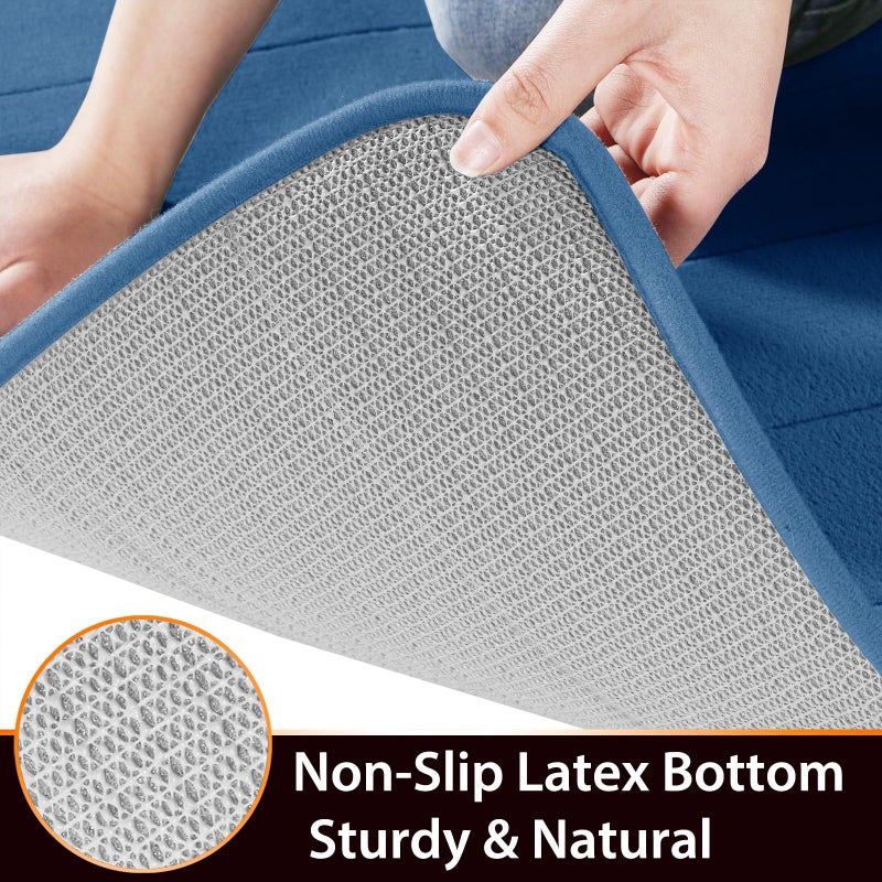 Yimobra Memory Foam Bath Mat, Super Soft Absorbent Bathroom Rug Non Slip, Quick Dry, Machine Washable Floor Carpet for Tub Shower, Home Decor Accessories, 24x17, Blue - Image 5